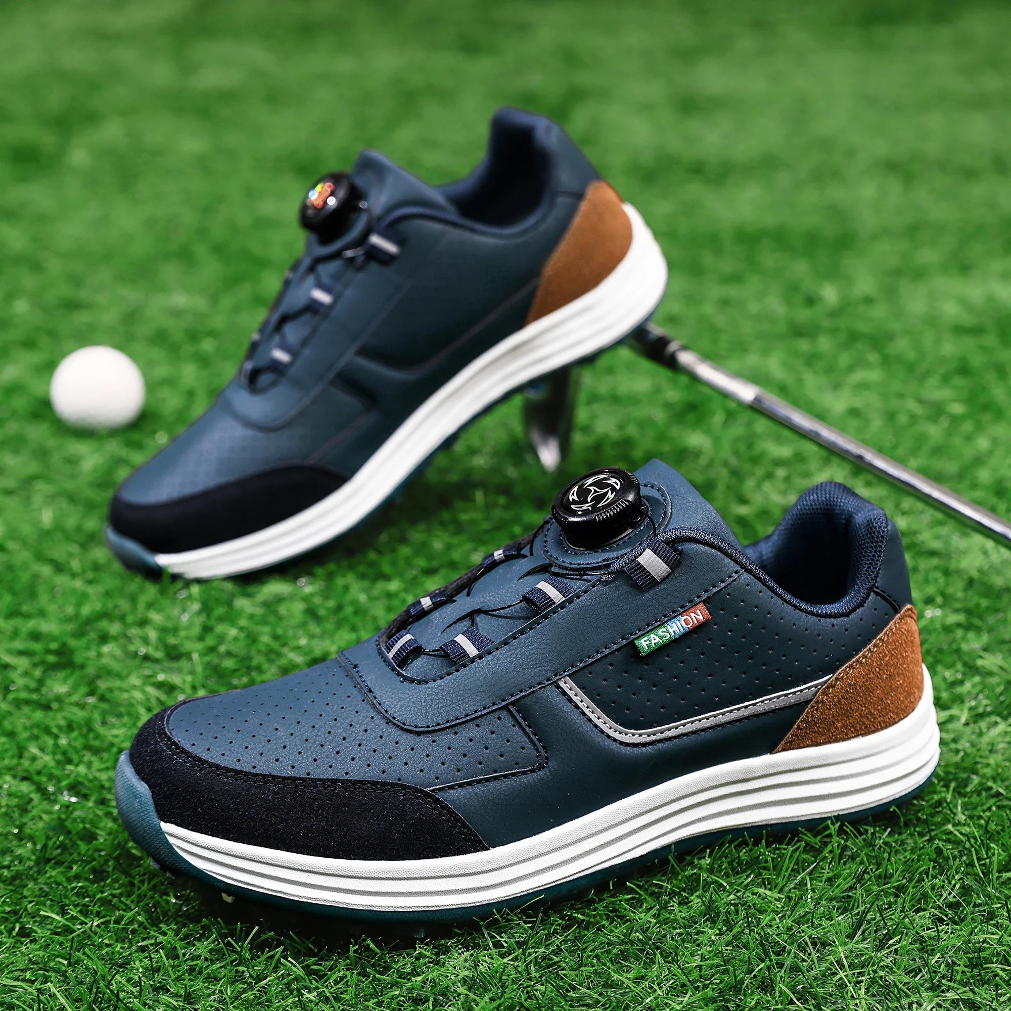 Men's Non-Slip Leather Golf Shoess – Durable TPR Outsole, PU Insole