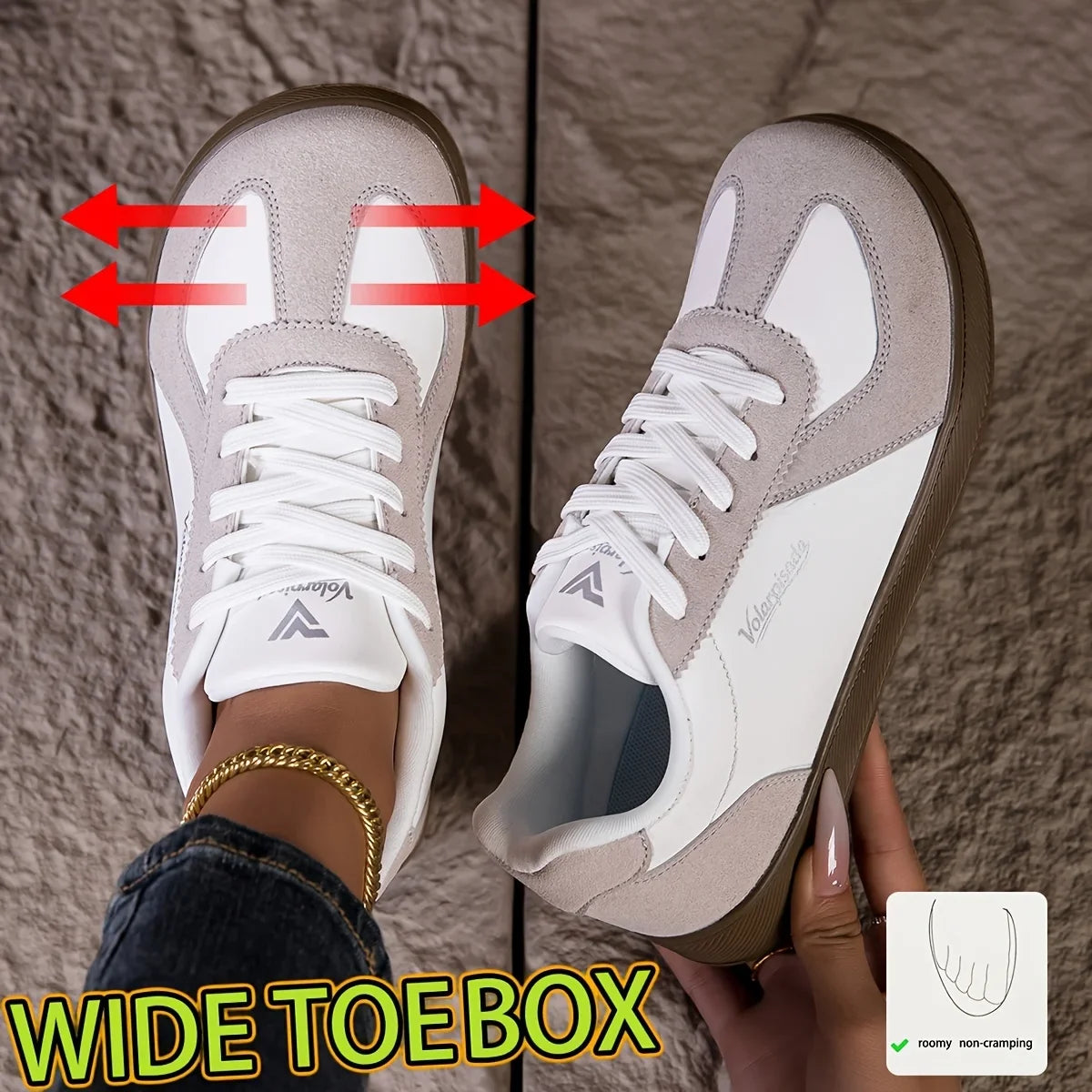 2026 New Women Wide Toe Box Retro Sneakers Soft Flat Gum Sole Lace Up Casual Trainers Ladies Lightweight Comfort Walking