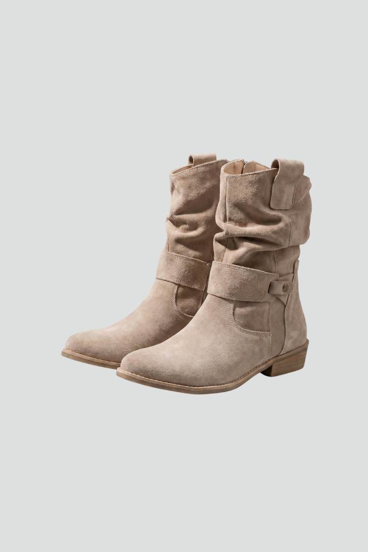 Women's Orthopedic Mid-Calf Boots – Side Zipper Closure, Low Block Heel