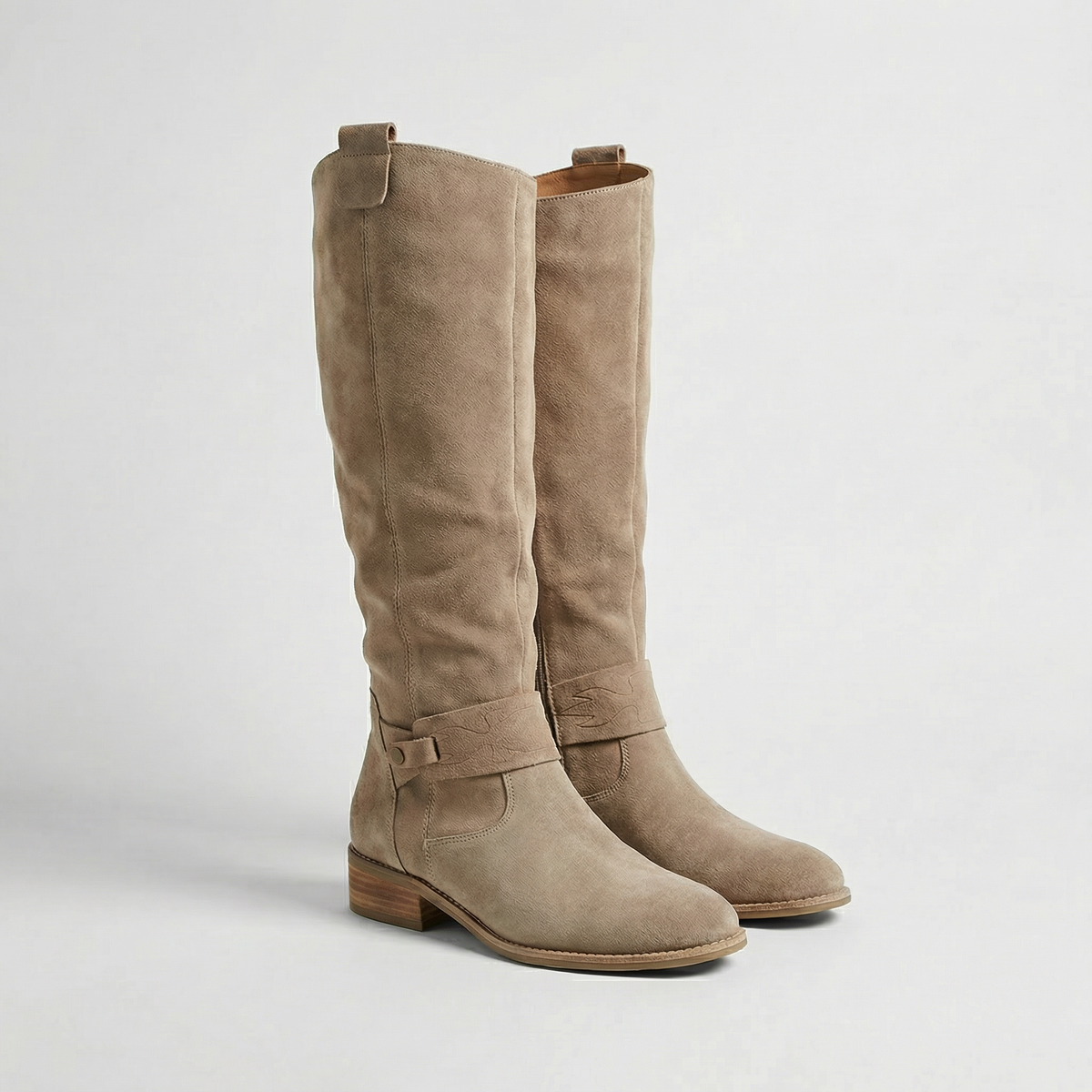 Women's Boots | Knee-High Suede Round Toe Block Heel