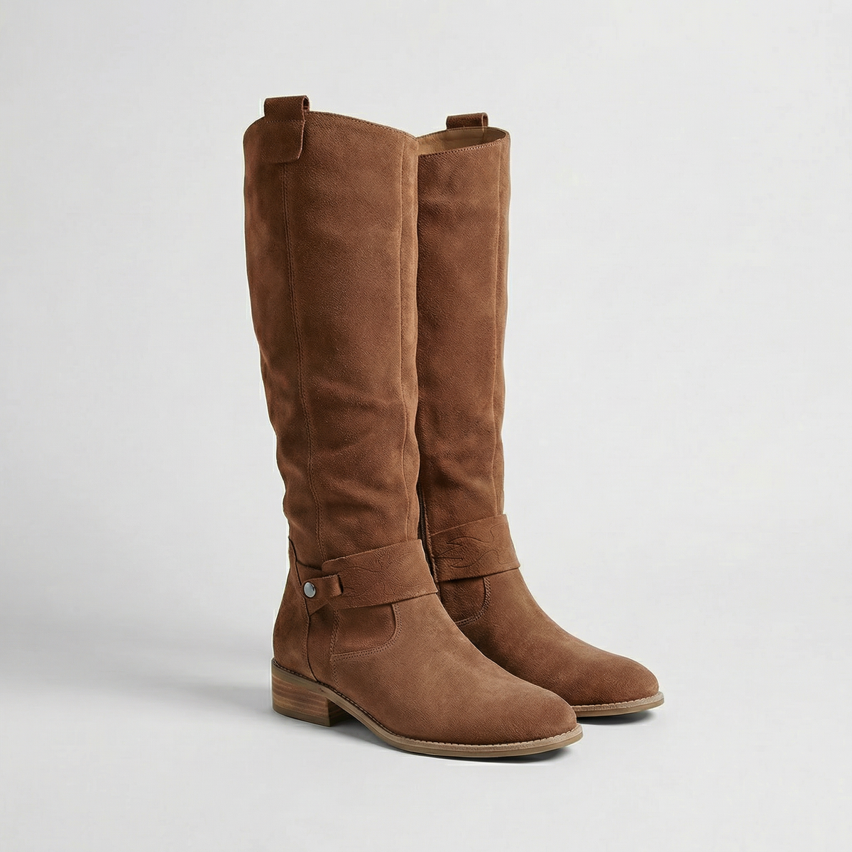 Women's Boots | Knee-High Suede Round Toe Block Heel