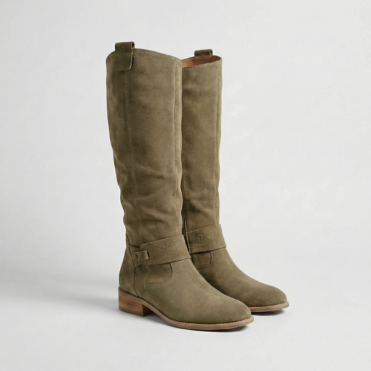 Women's Boots | Knee-High Suede Round Toe Block Heel