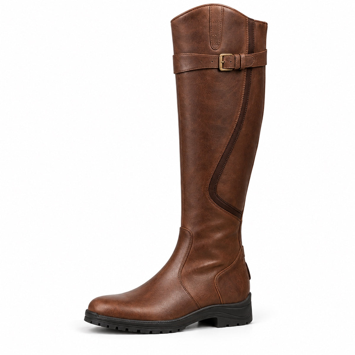 Abbott – Unisex Wide Calf Boots in Brown