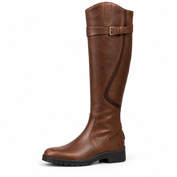 Abbott – Unisex Wide Calf Boots in Brown