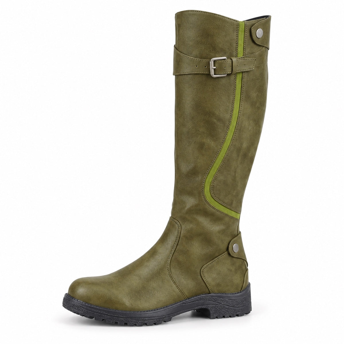 Angie – Women's Wide Calf Boots in Olive Green