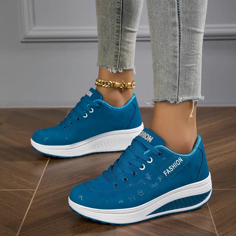 Women's Walking Shoes Platform Wedge Breathable PU Leather Trainers