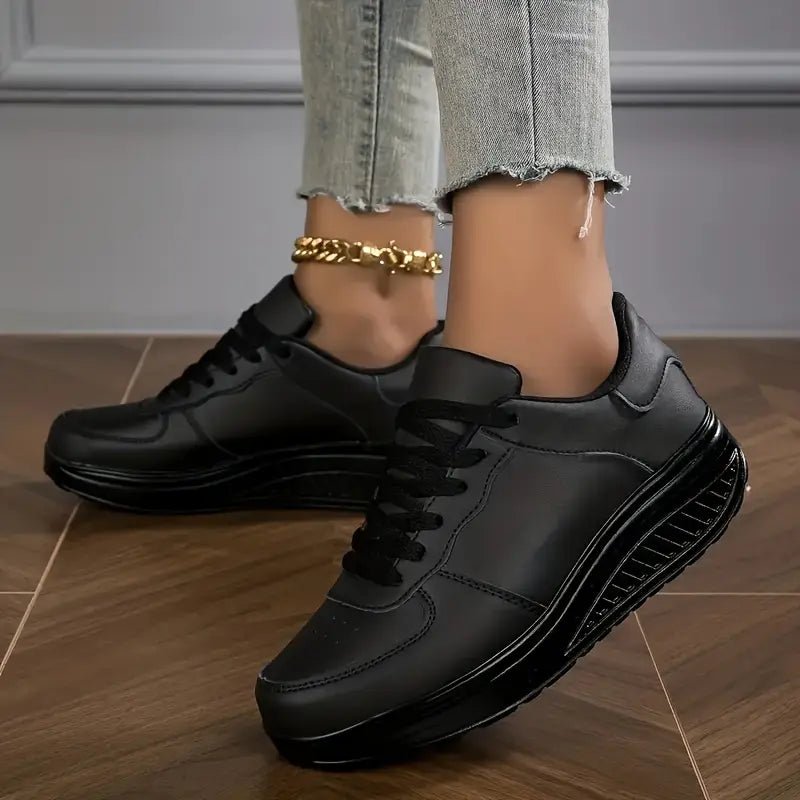 Women's Walking Shoes Platform Wedge Breathable PU Leather Trainers