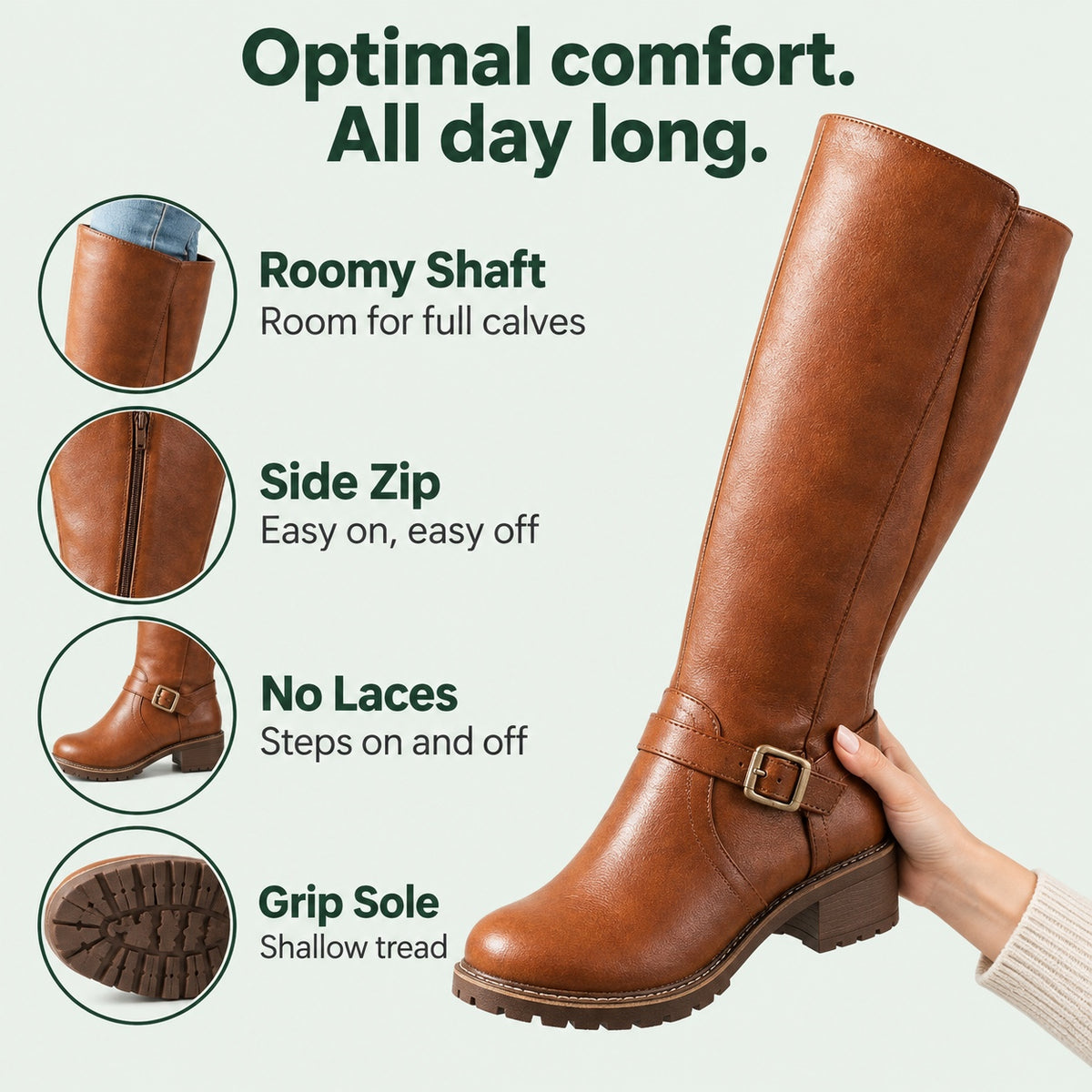 Bessie – Women's Wide Calf Boots, features