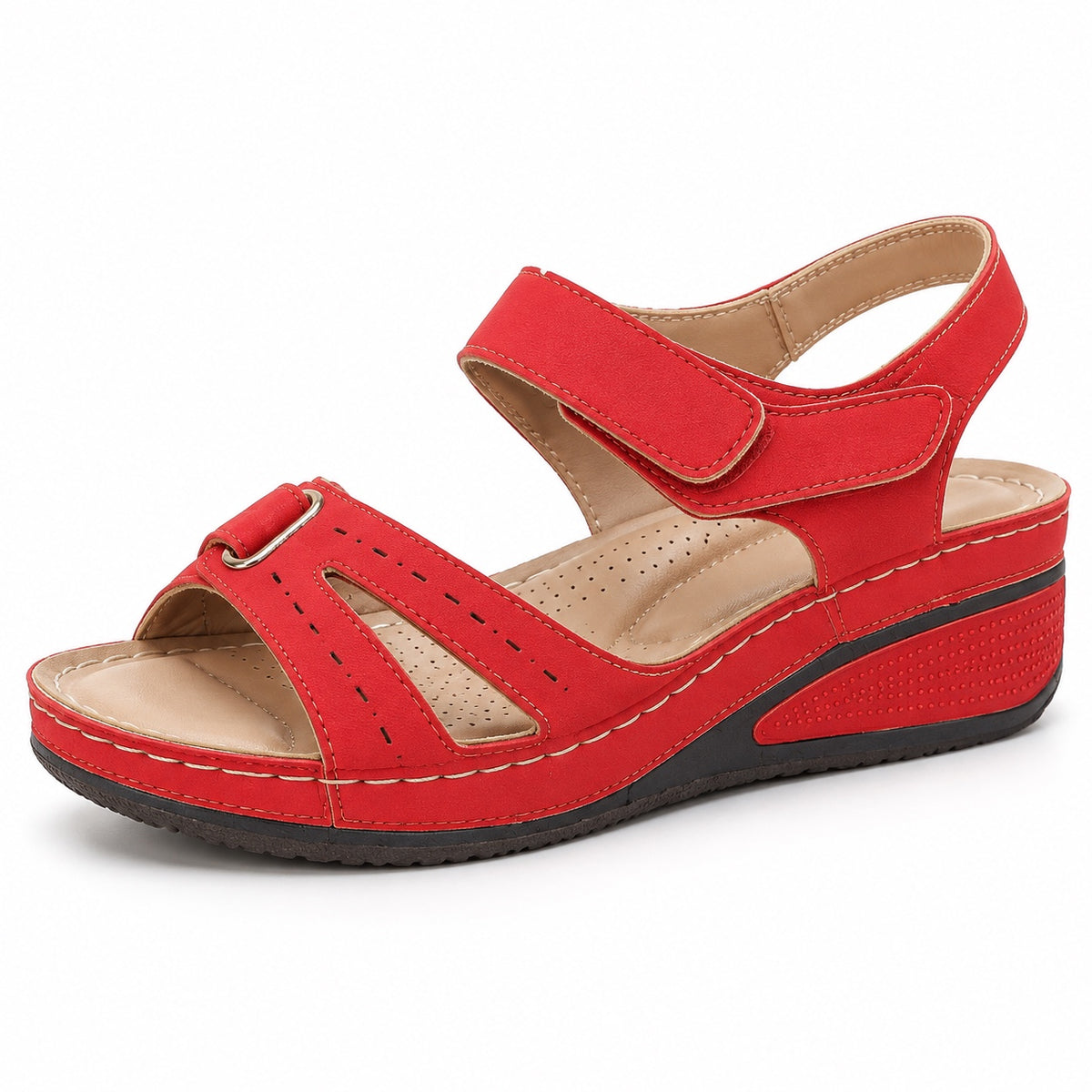Brown – Unisex Wide Toe Box Sandals in Red