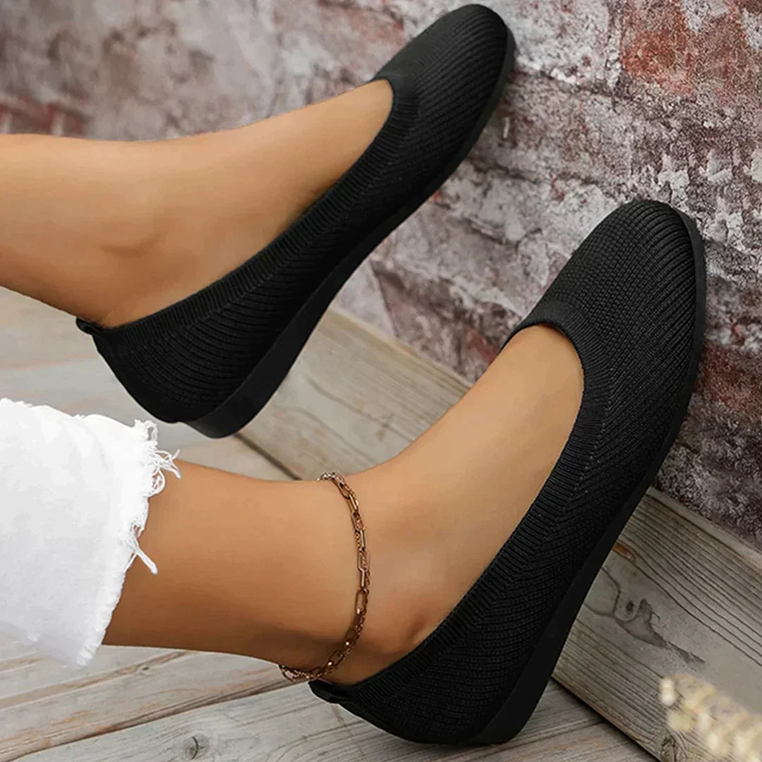 Women's Round Toe Mesh Ballet Flats with Slip-On Design and Rubber Sole