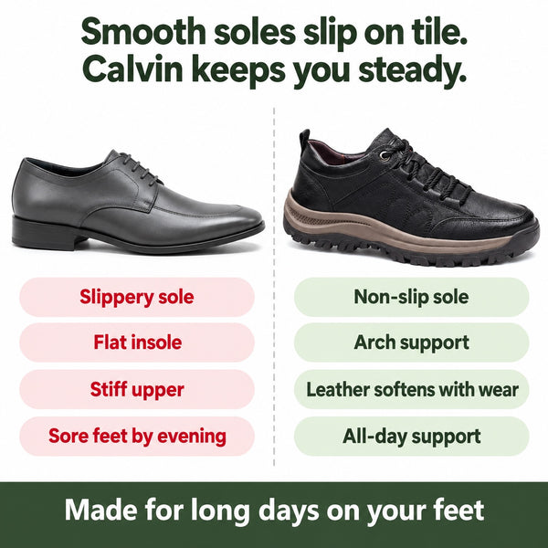 Calvin – Men's Orthopedic Shoes, compared with an ordinary shoe