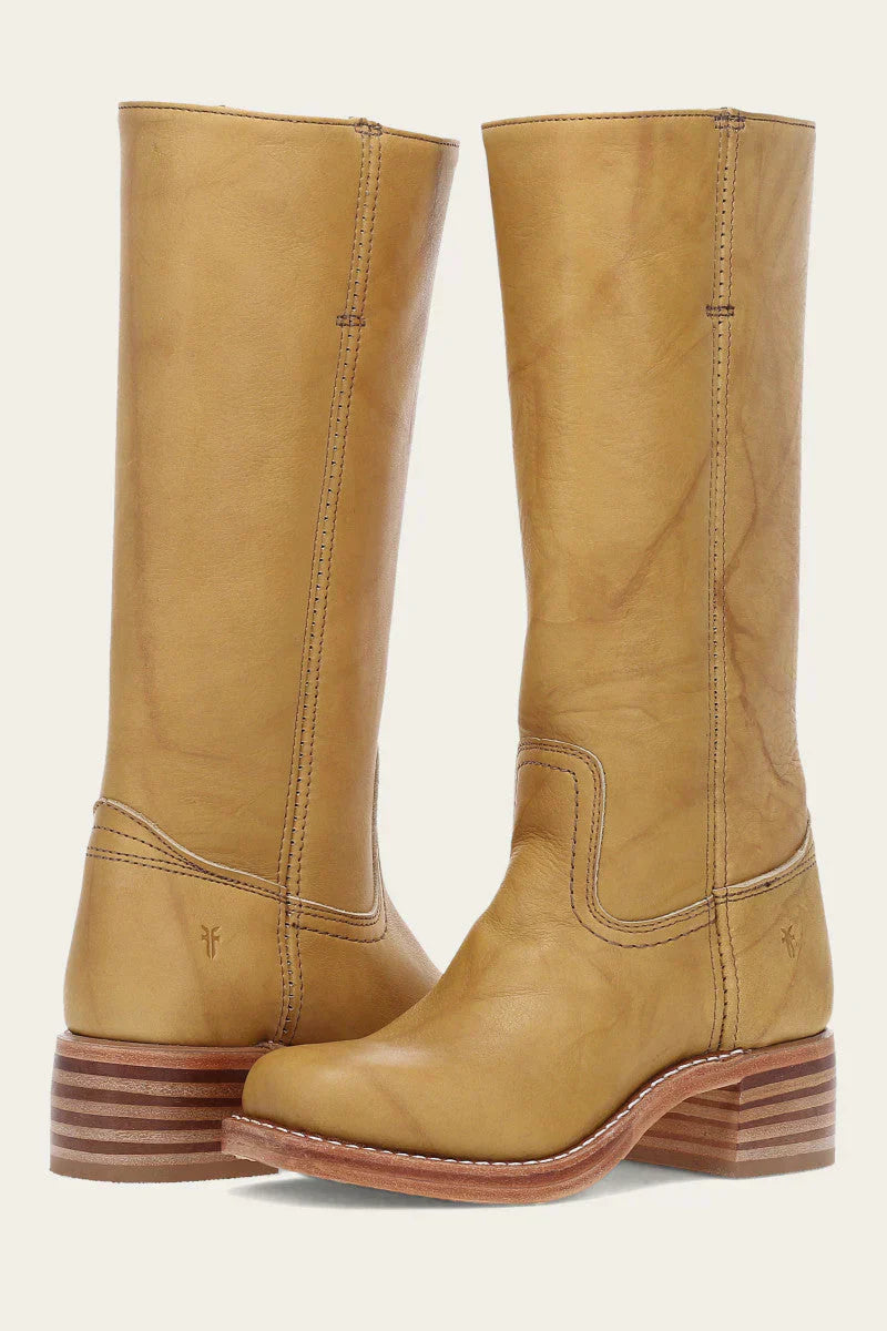 Carol | Mid Calf Boots with Block Heel and Stitch Detail