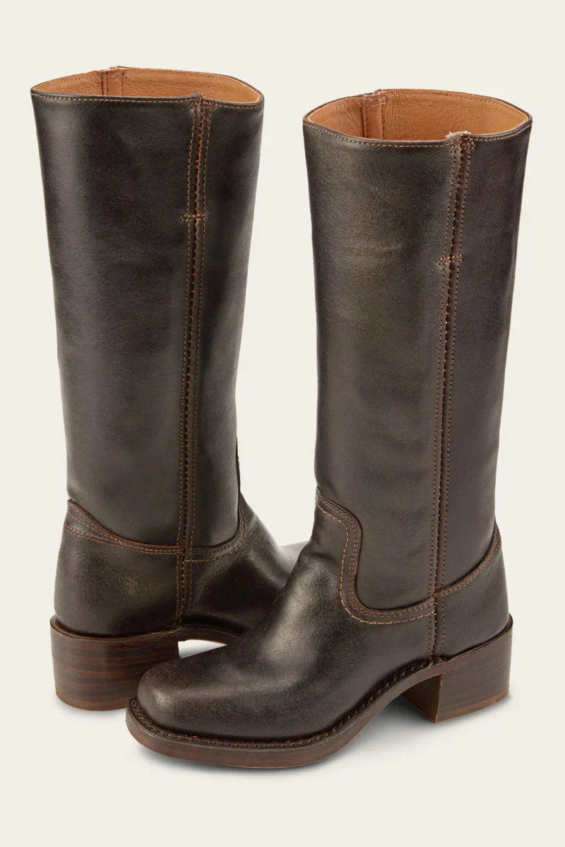 Carol | Mid Calf Boots with Block Heel and Stitch Detail