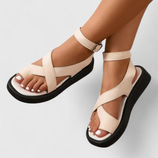 Carol | Platform Sandals with Criss Cross Straps and Ankle Strap