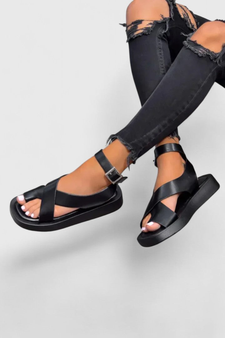 Carol | Platform Sandals with Criss Cross Straps and Ankle Strap