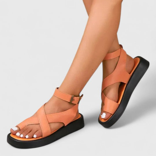 Carol | Platform Sandals with Criss Cross Straps and Ankle Strap