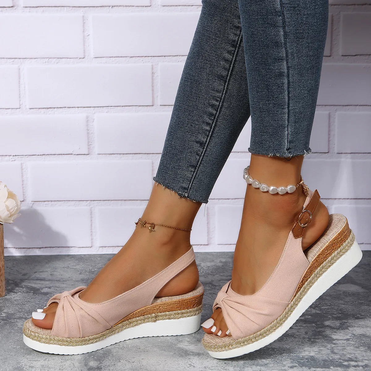 Claire | Espadrille Wedge Sandals with Open Toe and Slingback Strap
