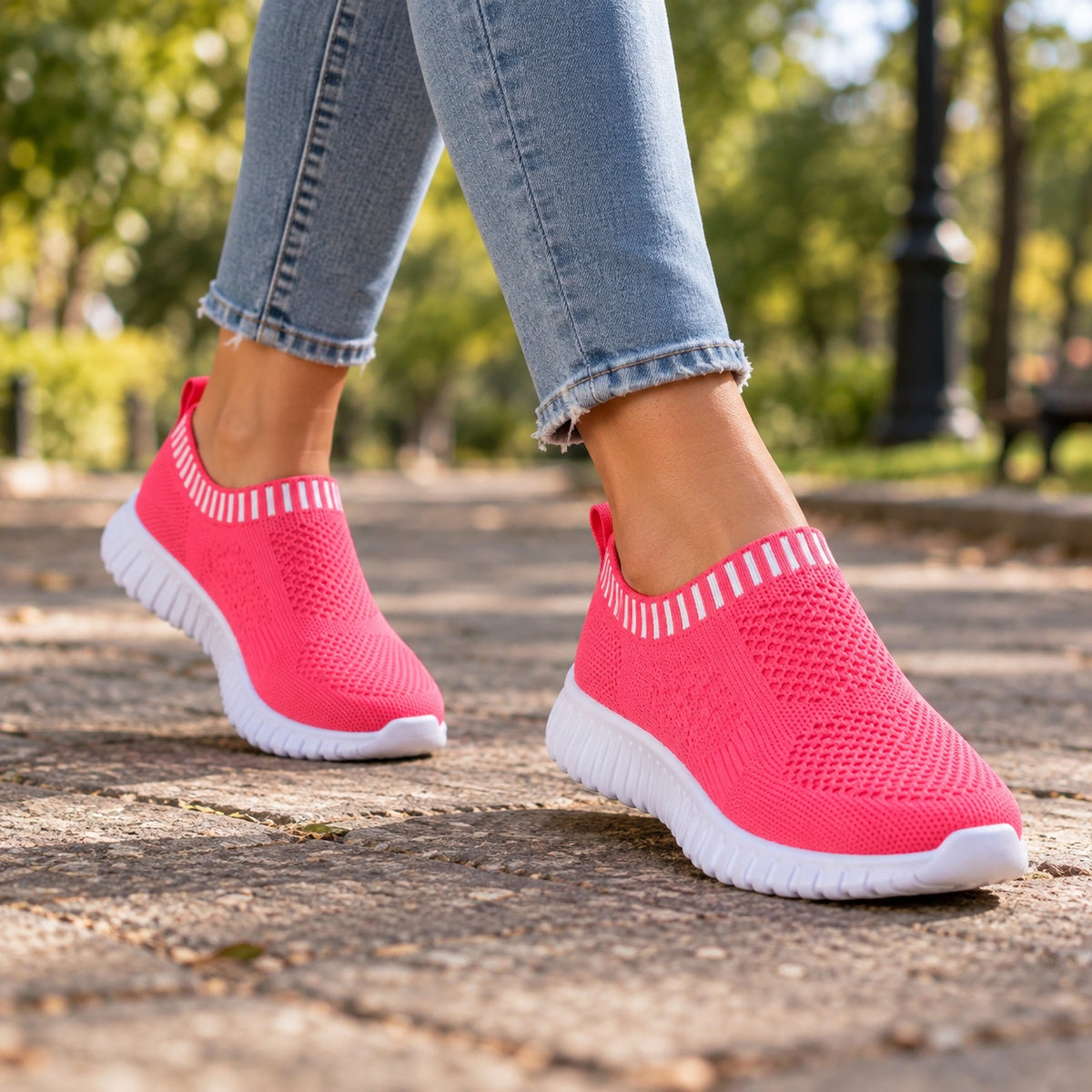 Clara – Women's Plantar Fasciitis Sneakers, worn on a walk