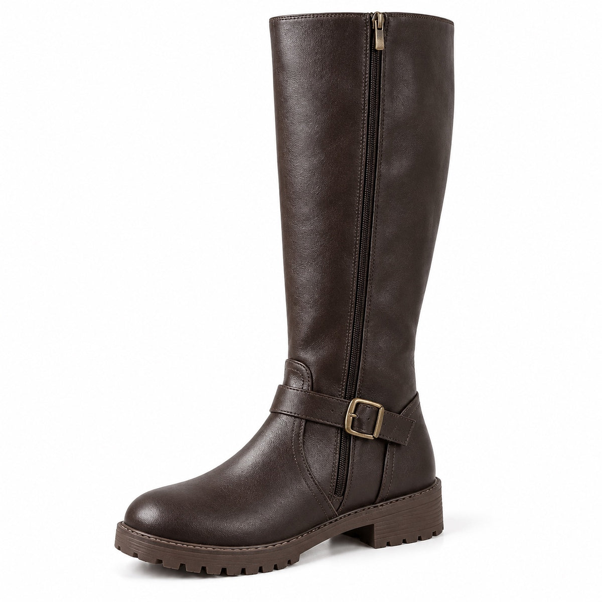 Cobb – Unisex Wide Calf Boots in Dark Brown
