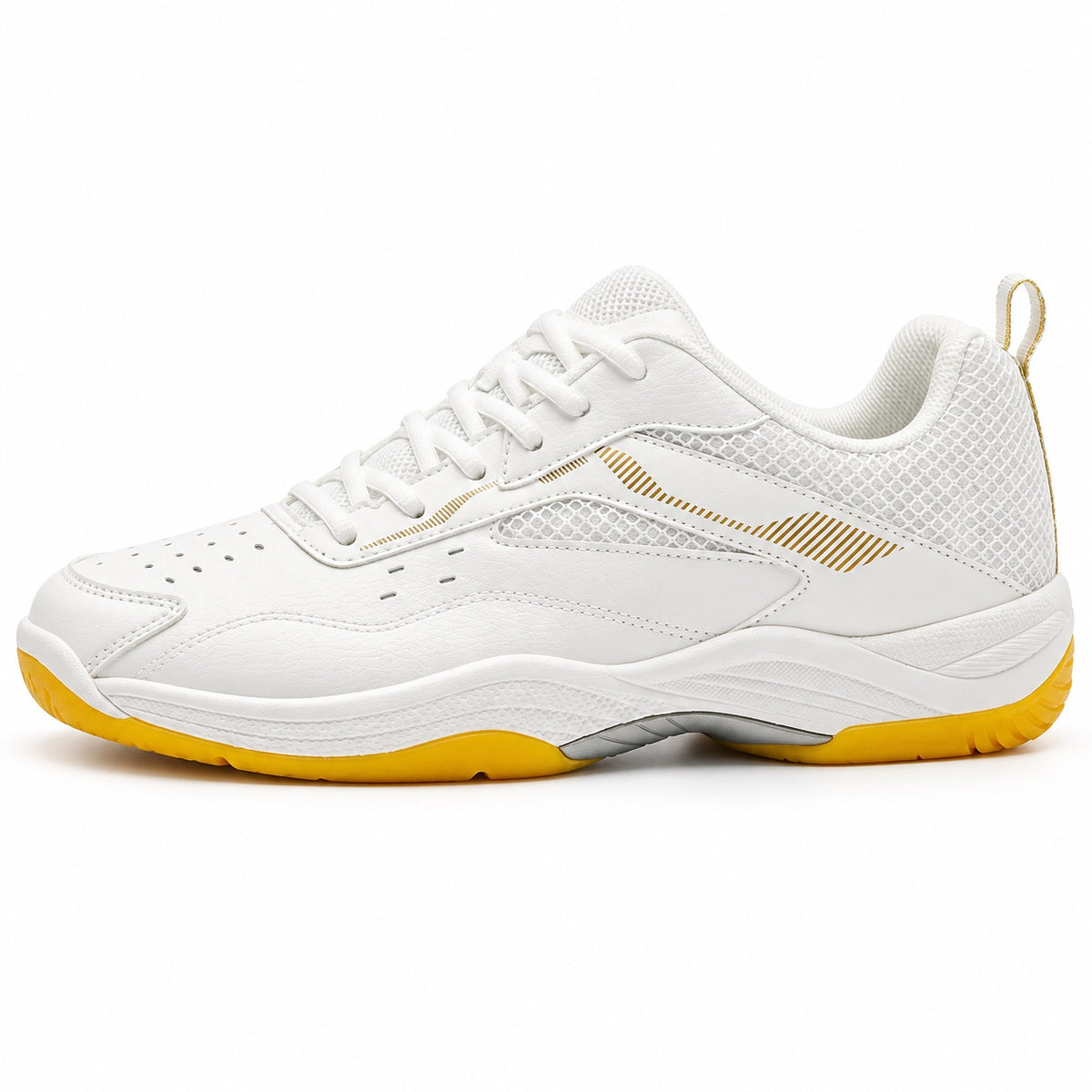 Cohen – Unisex Wide Toe Box Shoes in White-Yellow