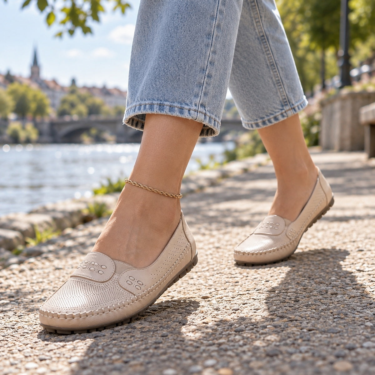 Darla – Women's Orthopedic Loafers, worn on a walk