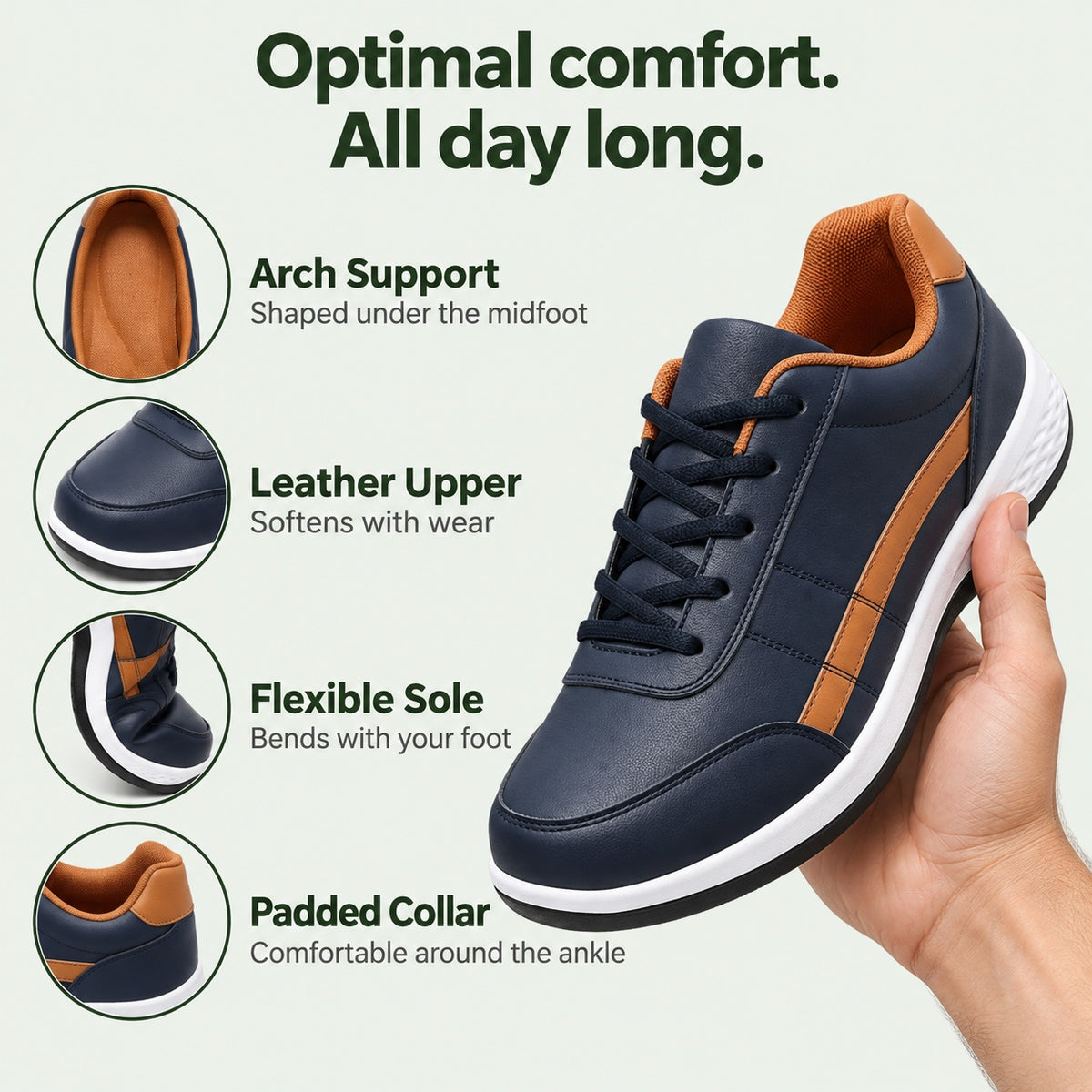 Darren – Men's Arch Support Sneakers, features