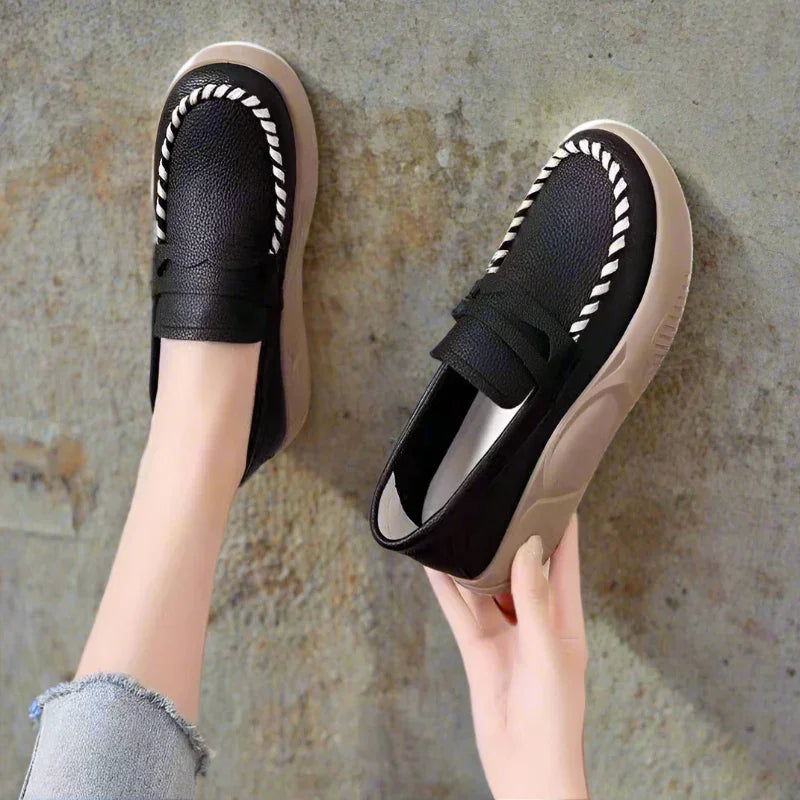 Women's Leather Penny Loafers with Cushioned Sole