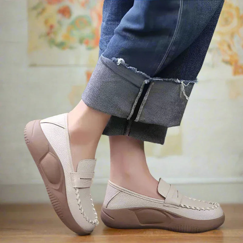 Women's Leather Penny Loafers with Cushioned Sole