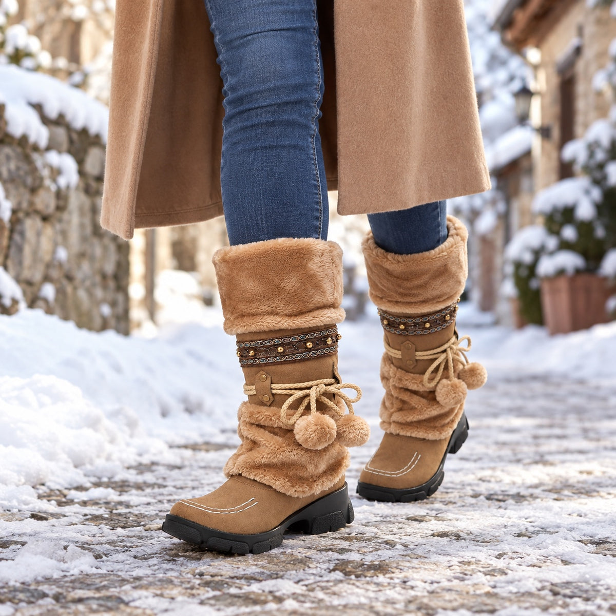 Dixon – Unisex Wide Calf Boots, worn on a walk