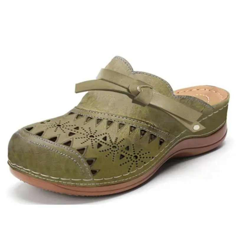 Women's Clogs | Closed Toe Wedge Arch Support Leather