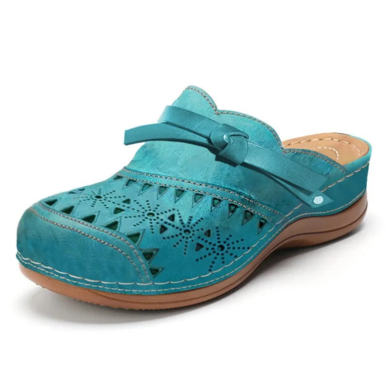 Women's Clogs | Closed Toe Wedge Arch Support Leather