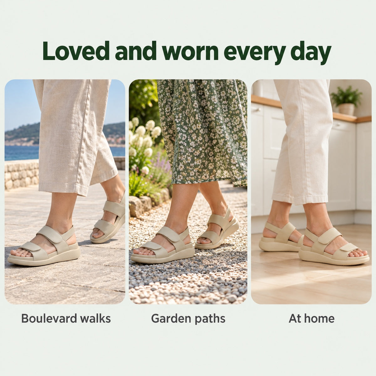 Ebony – Women's Wide Toe Box Sandals, worn every day