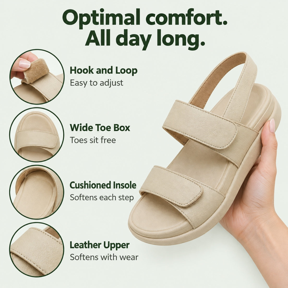 Ebony – Women's Wide Toe Box Sandals, features