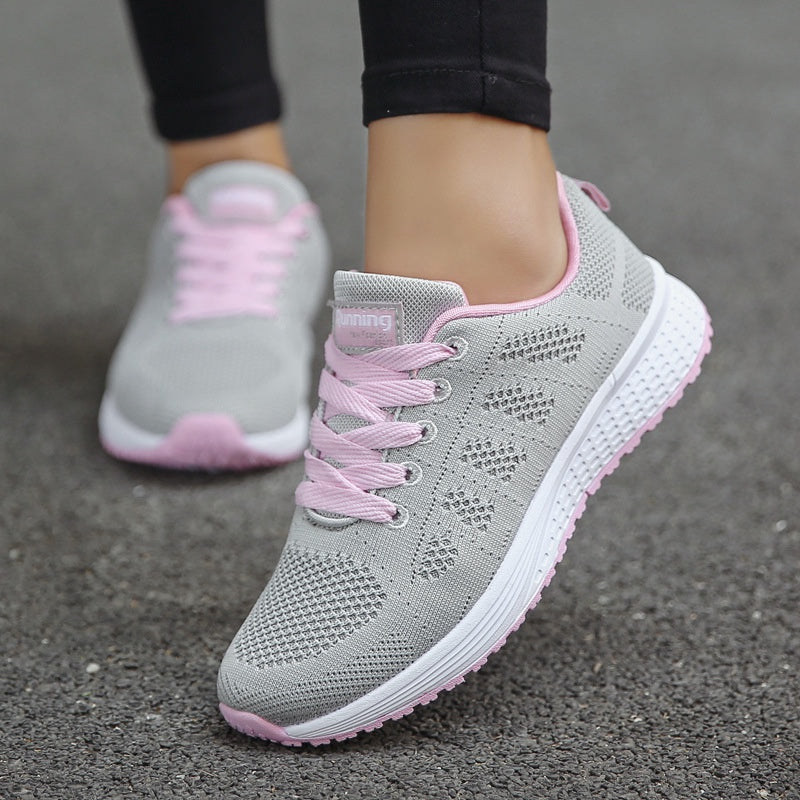Eileen – Women's Orthopedic Shoes in Gray/Pink, worn