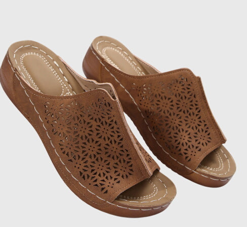 Eleanor | Wedge Sandals with Cutout Design and Open Toe