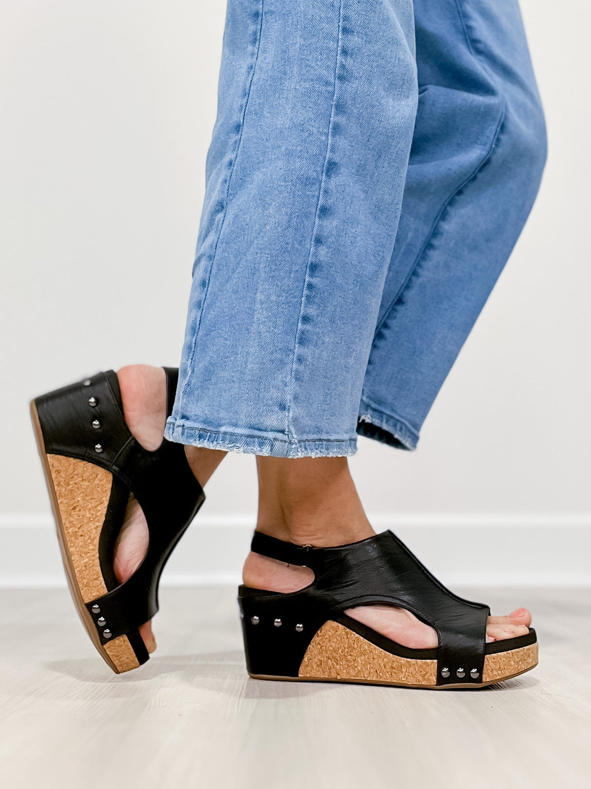 Eleanor | Wedge Sandals with Stud Detail and Slingback Strap