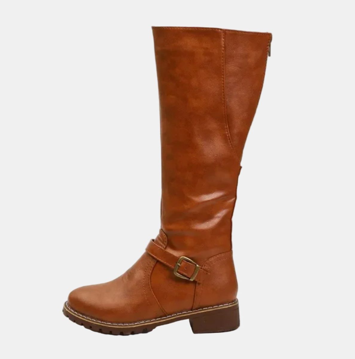 Elif | Tall Block Heel Riding Boots with Buckle Strap for Women