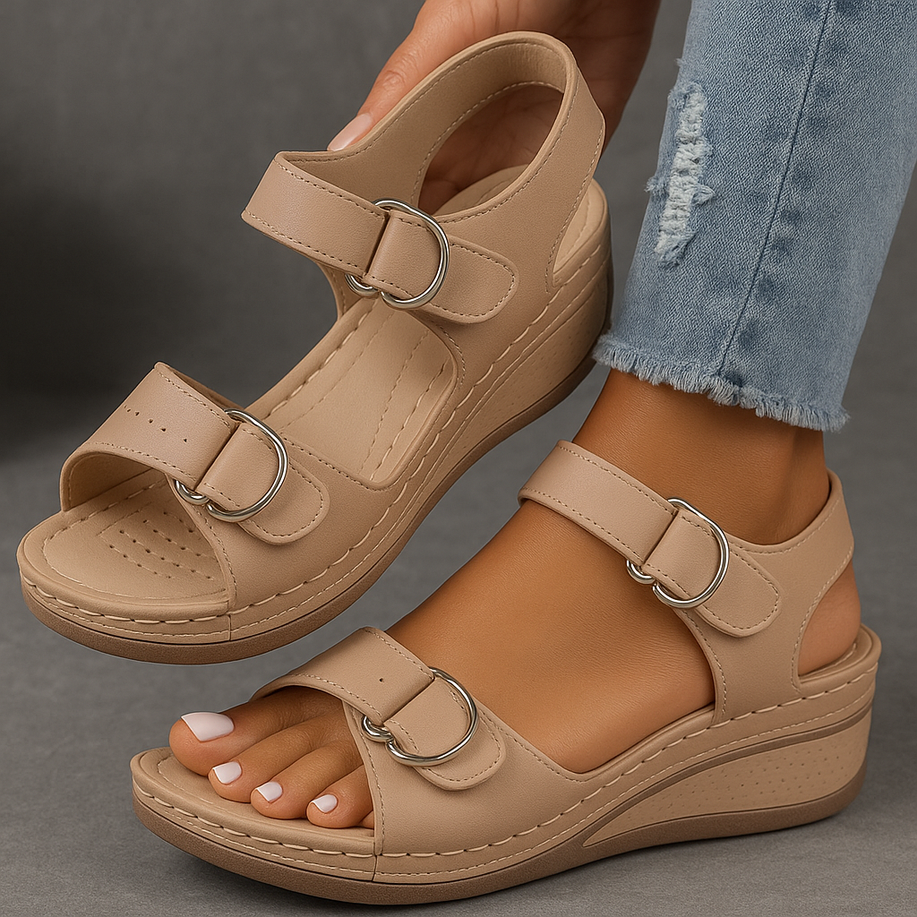 Women's Orthopedic Wedge Sandals Breathable Open Toe Adjustable Strap Walking Shoes