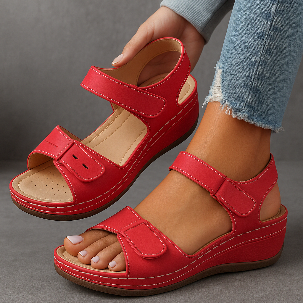 Women's Orthopedic Wedge Sandals Breathable Open Toe Adjustable Strap Walking Shoes