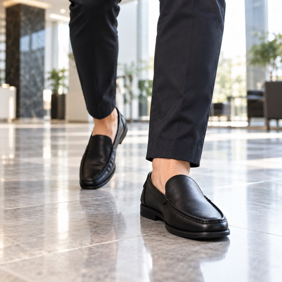 Erik – Men's Slip-On Loafers, worn on a walk