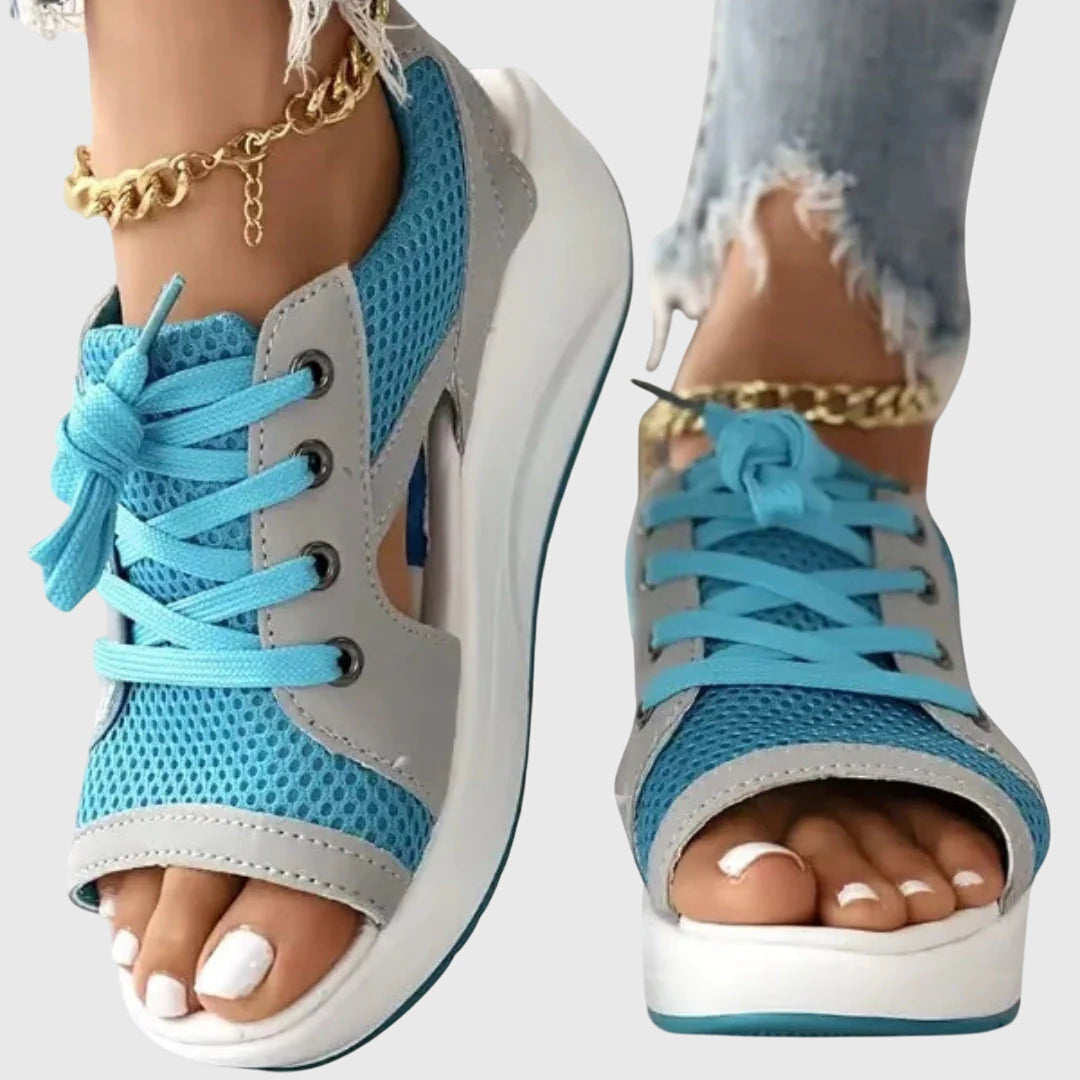 Evelyn | Platform Wedge Sandals with Lace-Up Closure and Open Toe