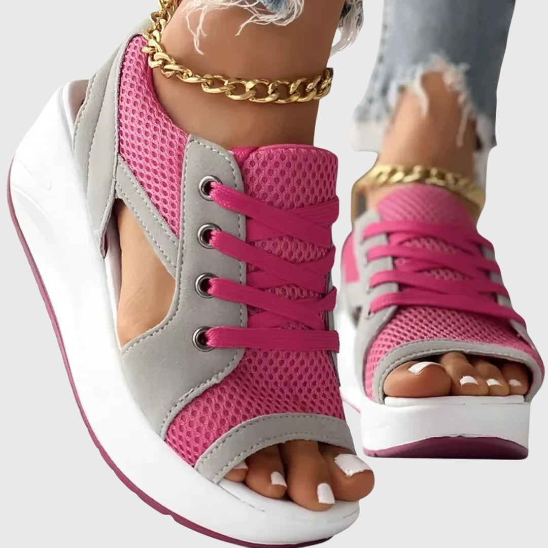 Evelyn | Platform Wedge Sandals with Lace-Up Closure and Open Toe