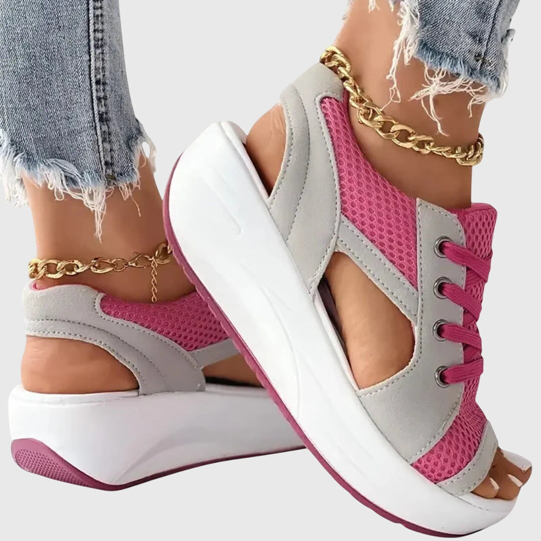 Evelyn | Platform Wedge Sandals with Lace-Up Closure and Open Toe