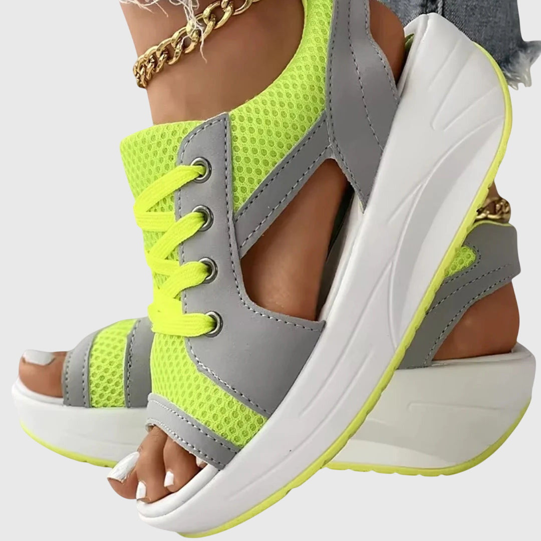 Evelyn | Platform Wedge Sandals with Lace-Up Closure and Open Toe