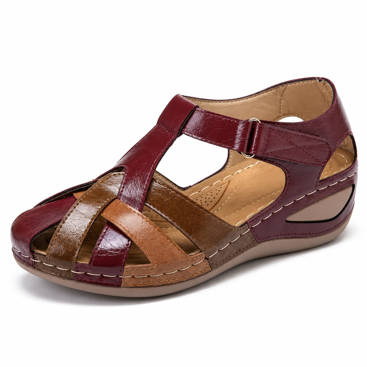 Ezra – Unisex Wide Toe Box Sandals in Red Wine
