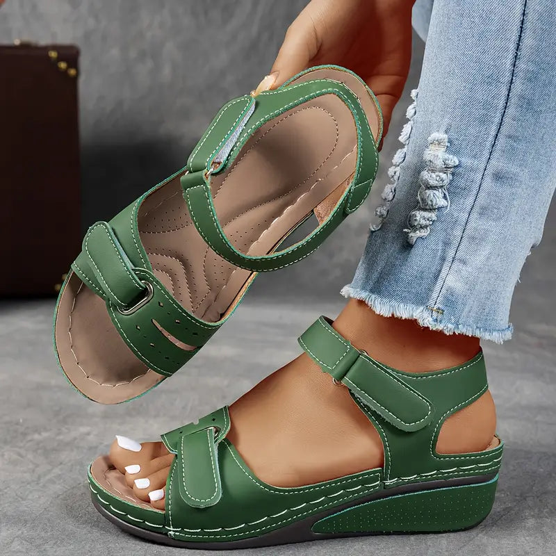 Women's Orthopedic Wedge Sandals Breathable Open Toe Adjustable Strap Walking Shoes