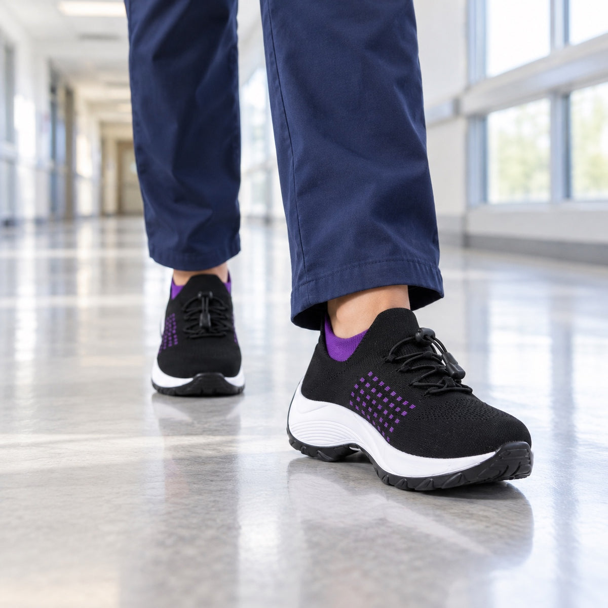 Fields – Unisex Nursing Shoes, worn on a walk