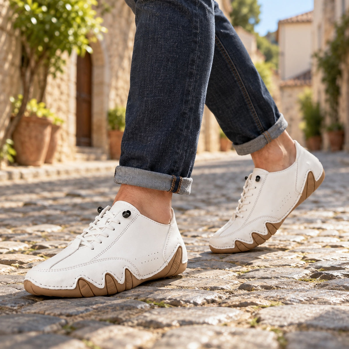 Fisher – Unisex Barefoot Shoes, worn on a walk