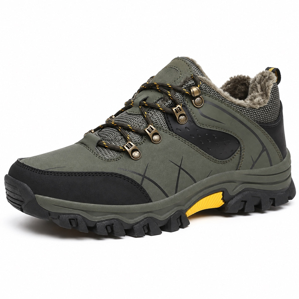 Frederick – Men's Non-Slip Sneakers in Army Green (Plush Lining)