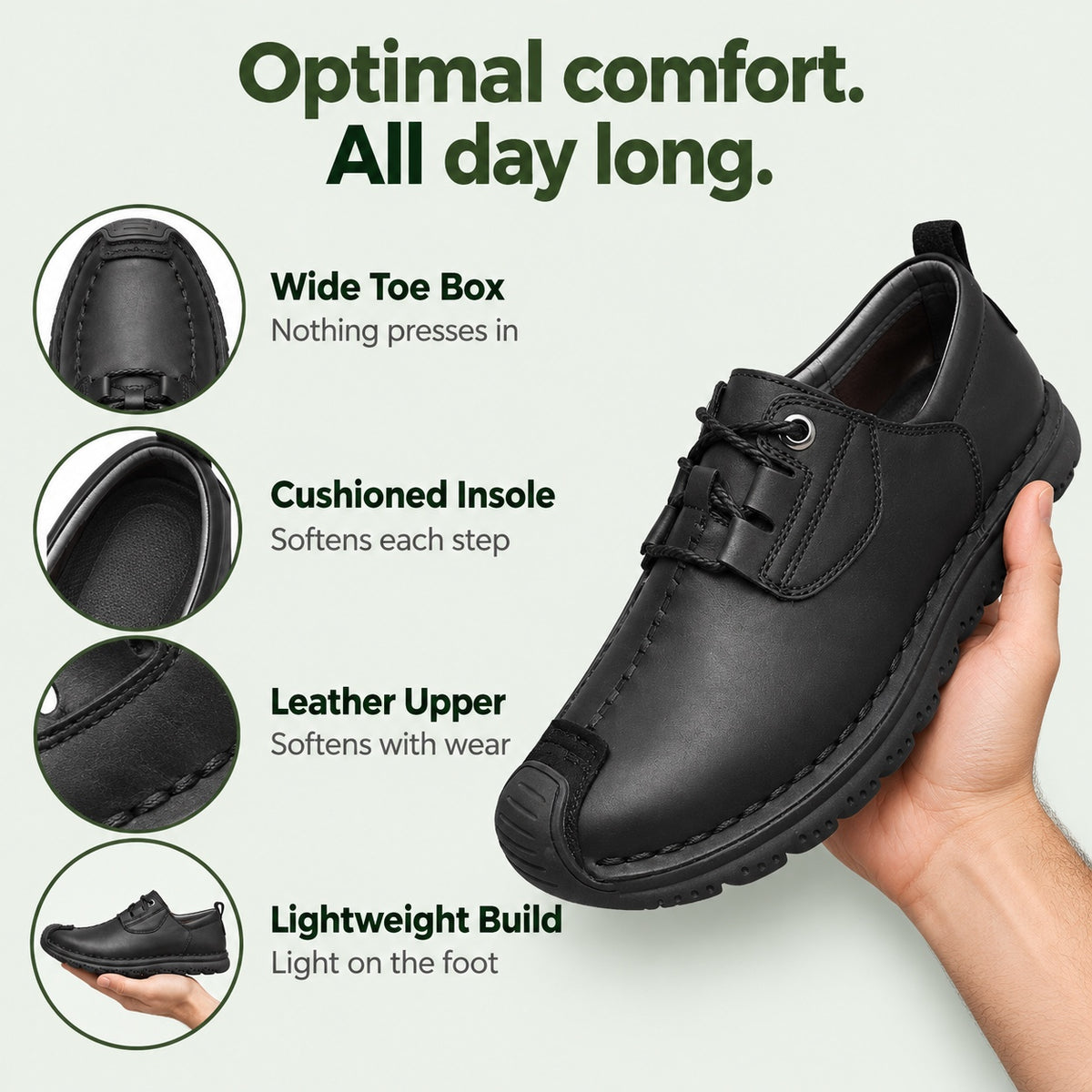 Gerard – Men's Wide Toe Box Lace-Up Shoes, features